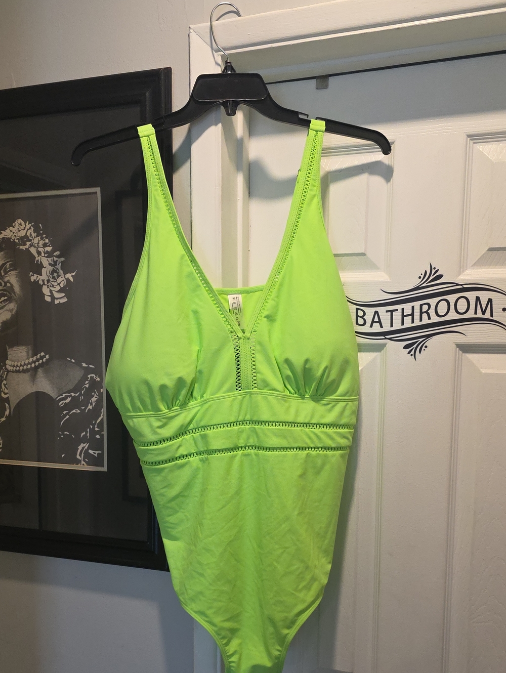 V-Neck One-Piece Swimsuit in Neon Lime